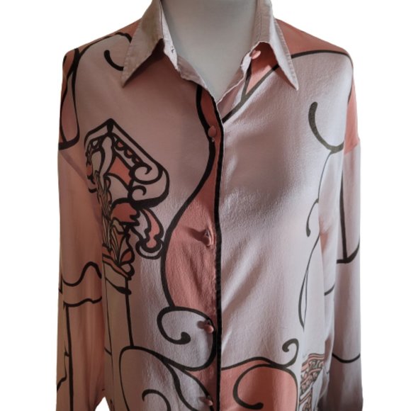 MARIO PUCCI CECCONI SIGNED ITALIAN 100% SILK VINTAGE 1960'S LONG SLEEVE BLOUSE - Picture 4 of 12